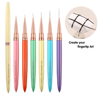 China Professional Manicure Brushes Metal Handle Nail Drawing Pen Nail Art Striping Liner Brushes For Nail for sale