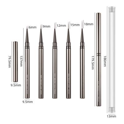 China 6/9/12/15/18mm Nails Tool Nylon Hair Art Nail Liner Brush Set with Silver Metal Handle for sale