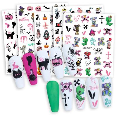 China Halloween 2D Nail Stickers For Manicure Scary In The Dark Nail Decorations Festival DIY Nail Charms Home Salon for sale