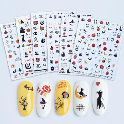 China Hot Sell Spooky Halloween Collection Nail Stickers Nail Art Decals For DIY Decor Lasting Long Nail Sticker for sale