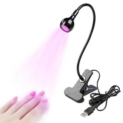 China 3W UV LED Desk Light Flexible Gooseneck and Clamp Mini Desk Light Portable Glue Curing Lamp Light for Nail for sale