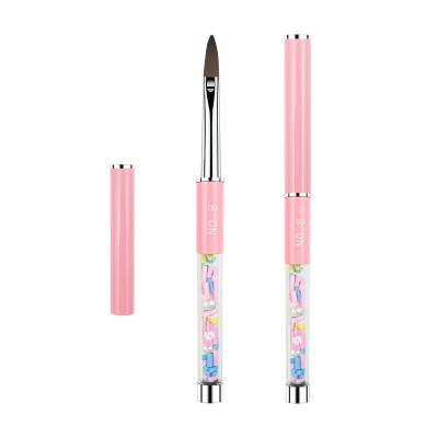 China Customers' Logo 2023 Fangxia Pink Handle Nylon Head 8 Acrylic Nail Carving Pen Brush for sale