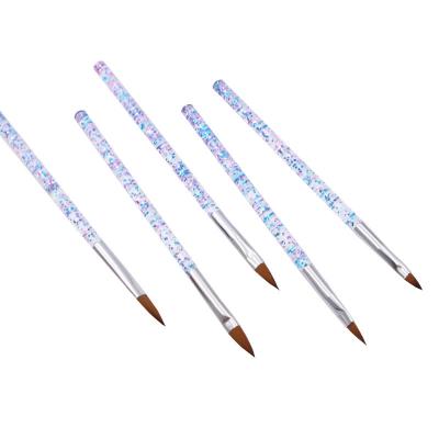 China Professional Nail Brush High Quality Custom Logo Crystal Acrylic Handle Gel Nail Art Brush Set for sale