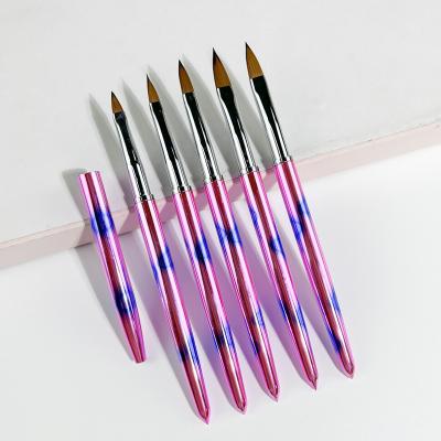 China 2023 New Product Colorful Metal Handle Size 10 Imported Nylon Head Acrylic Nail Brush For Manicure Powder for sale