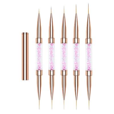 China Double Head Private Label Nail Brushes Rhinestones Handle 5mm7mm9mm11mm Liner Pen Gel Nail Brushes for sale