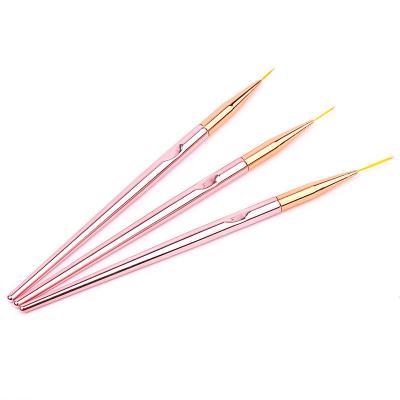 China Rose Gold Handle Nail Art Liner Brush Set 3Pcs for Professional Nail Beauty by Fangxia for sale