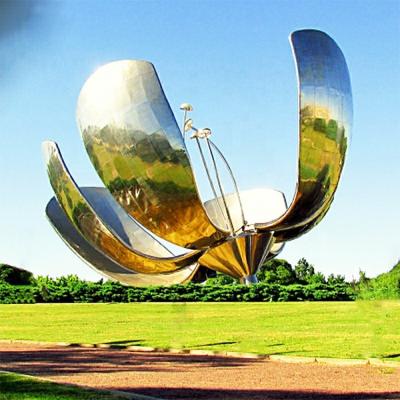 China High Quality Garden Decoration Products Outdoor Mirror Craft Europe Large Stainless Steel Flower Sculpture for sale