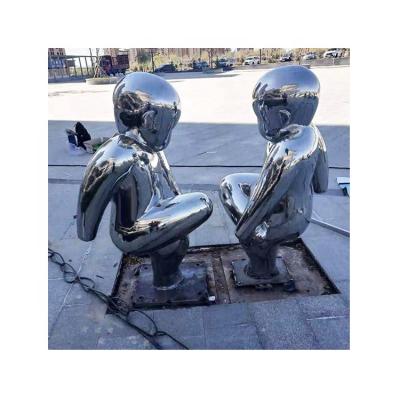 China Modern Creative Outdoor Metal Europe Fashion Abstract Sculpture Stainless Steel Human Sculpture Decoration for sale