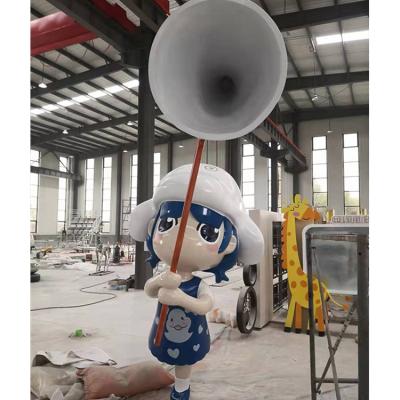 China Source Makers Custom Catch Butterfly Animal Cute Girl Fiberglass Sculpture for sale