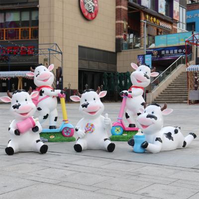 China Custom Outdoor Cute Cartoon Mall Artificial Sculpture Fiberglass Animal Ornament for sale