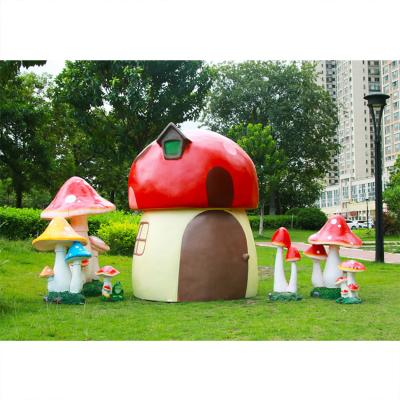 China Waterproof/Waterproof/High Temperature Resistant/Last 10 Years Landscapes Lawn Decoration Ornaments Simulation Mushroom House Cartoon Green Outdoor Fiberglass Reinforced Plastic Park Sculpture for sale