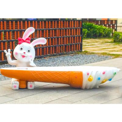 China Waterproof/Waterproof/High Temperature Resistant/Tips 10 Years Fiberglass Outdoor Sculpture Decoration Rabbit Kindergarten Seat Rabbit Cartoon for sale