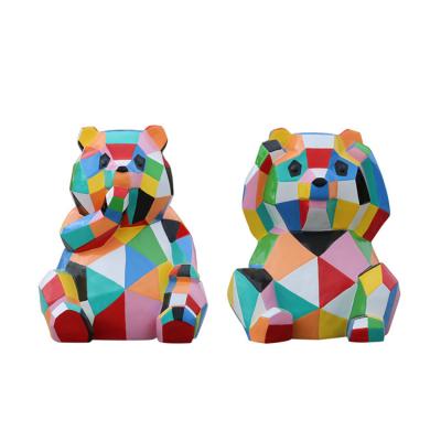 China Waterproof/Waterproof/High Temperature Resistant/Last 10 Years Colorful Panda Geometric Sculpture Block Ornaments Decorative Fiberglass Mall for sale