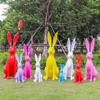 China Waterproof/Waterproof/High Temperature Resistant/Last 10 Years Factory Direct Sales Garden Area Decoration Ornaments Garden Fiberglass Reinforced Plastic Color Rabbit Sculpture for sale