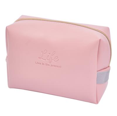 China Fashion PU Makeup Bag Large Capacity Wash Bag Waterproof Cosmetics Storage Leather Bag for sale