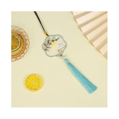 China New Popular China Handmade Diy Prettypendant Small Rabbit Enjoying Type Moon Flower Pendant Embroidery for sale