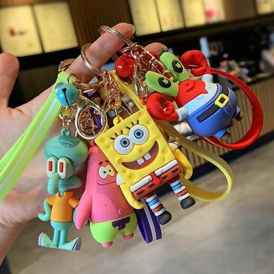 China Hot Sale High Quality Plastic Cute Car Key Chain Patrick Star Spongebobsquarepant Hot Sale Cartoon Woman Kid Girl Pendant Chain Toy For Bag for sale