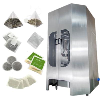 China Food 2 in 1 mini triangle dip triangle tea bag packing machine automatic corn fiber small pyramid tea bag packing machine for sale