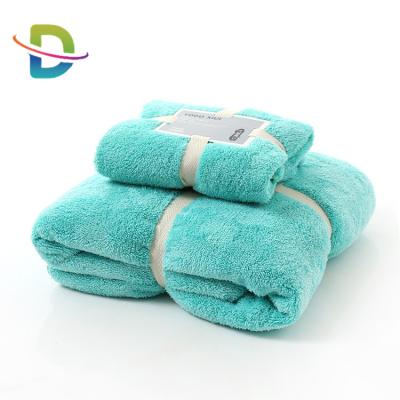 China Tuch QUICK DRY Coral Women's Fleece Hand Towel Bath Microfiber Bath Towel Set for sale