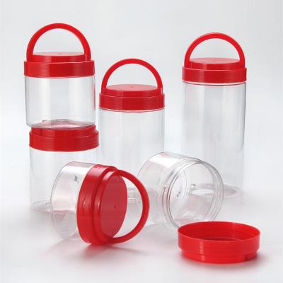 China Candy 500ml 1000ml Food Grade Clear PET Plastic Jar With Screw Cap Lid for sale