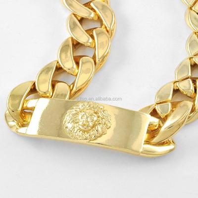 China Lion Pattern Men's Chunky Gold Chain Link Necklace - Restrictor Chain for sale