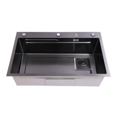 China Without Faucet Grey nano large single tank stainless steel kitchen sink thickened dish sink for sale