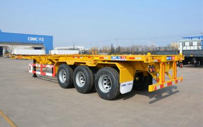 China Lfting Axle Flatbed Container Trailer Airbag Suspension Gooseneck Container Trailer for sale