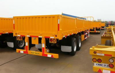 China Flatbed 3 Axles 50 Tons Container Hauler Trailer 1000mm High Dropside for sale