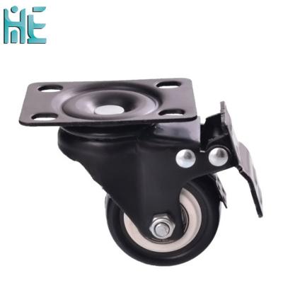 China Medical Equipment Furniture Case Factory Directly 1.5-3 Inch Heavy Duty 360 Degree PVC Swivel Steel Plate Caster Wheels With Brake No Noise Furniture Caster for sale