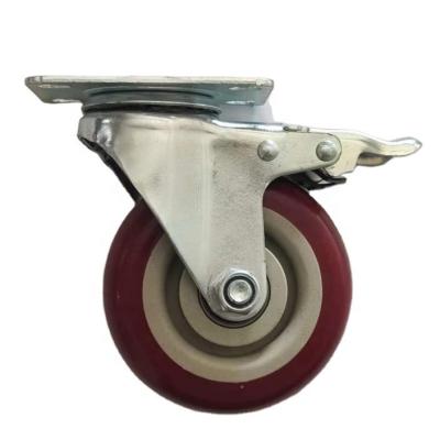 China Other Factory Custom Red Rubber Steel Core Swivel Industrial Caster Wheel For Wheelbarrows, Bins, Furniture, Etc. for sale