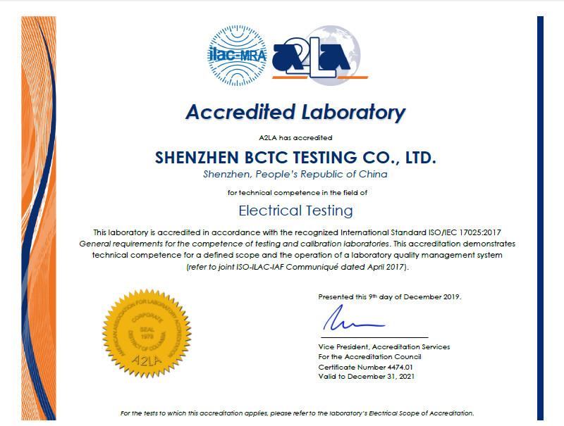 A2LA - Shenzhen BCTC Testing Co.,LTD.