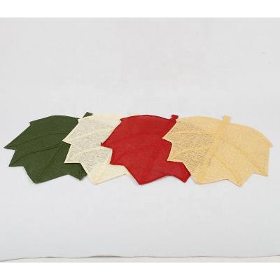 China Maple Leaf Shape Table Mat Eco - Friendly Colorful Handmade Woven Place Mats Sustainable for sale