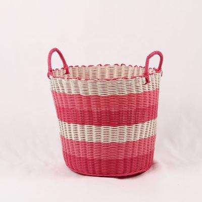 China Modern Style To Tidy Up/Storage Round Dirty Plastic Woven Laundry Basket Round Laundry Hamper Large Storage Plastic Storage for sale