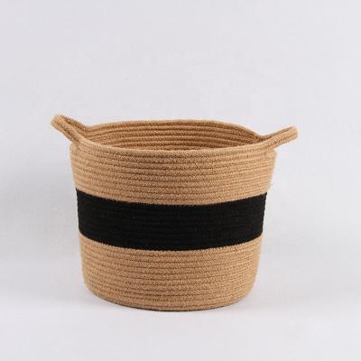 China New Design Tidy Gift Baby Laundry Woven Cotton Rope Storage Folding Basket/Storage 2022 Large Jute Cotton Rope High Quality Storage Baskets for sale