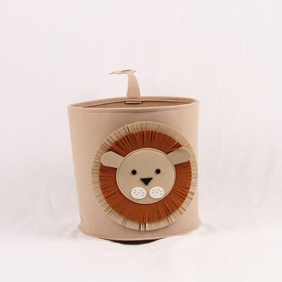 China Large Size Multifunctional Lion Pattern Beige Color Decoration Cute Toys Baskets For Baby for sale