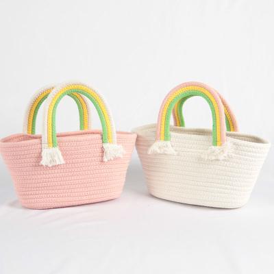 China Handmade Cute Water Resistant Cotton Rope Candy Bag Christmas Gift Handbag For Kids for sale