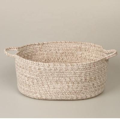 China Sustainable Cotton Rope Storage Basket With Handles for sale