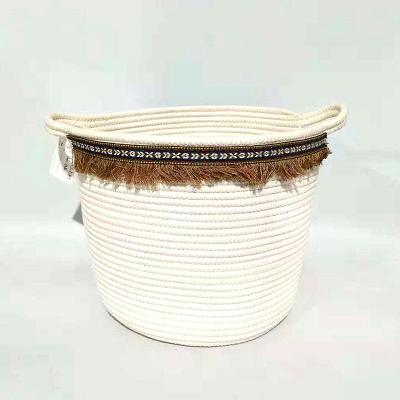 China Simple European Cotton Rope Stroge Basket with Tassels Toy Cloth Sundrises for sale