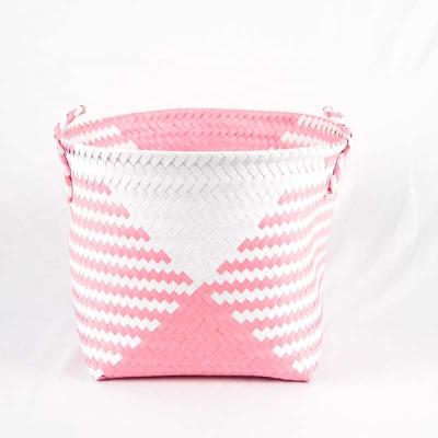 China New Handmade Woven Durable PP Rattan Storage Belt Storage Basket Laundry Toy Basket To Tidy Up / Plastic Storage Basket PP Bins Storage 2022 for sale