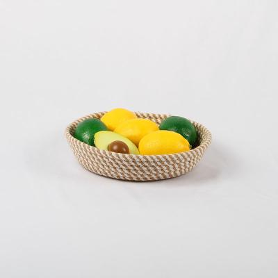 China Hot Selling Sustainable Fruits Home Office Decor Tote Baskets 100% Cotton Baby Shallow Natural Rope Woven Laundry Baskets for sale