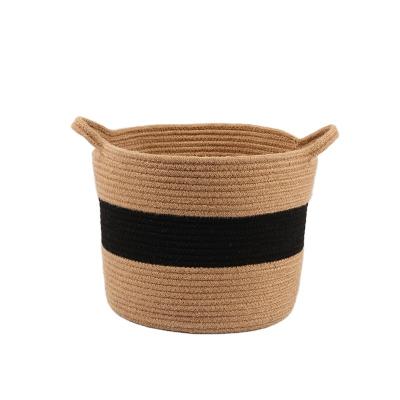 China Folding Natural Jute Rope Set Of Two Space Laundry Kitchen Storage Save Basket for sale