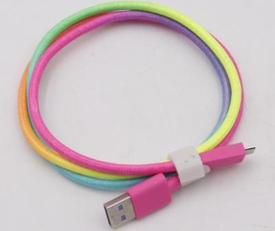 中国 データ転送 1.5m 2m Usb 2.0 to Usb Cケーブル 急速充電 レインボーカラー 販売のため