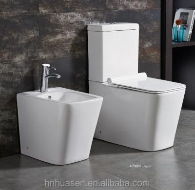 China Double-Flow Square Sanitario Bathroom Pissing Toilet Suite With Bidet for sale