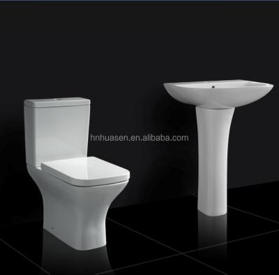 China Sustainable Design Ceramic Square Bathroom Set Sanitary Ware Toilet And Basin for sale