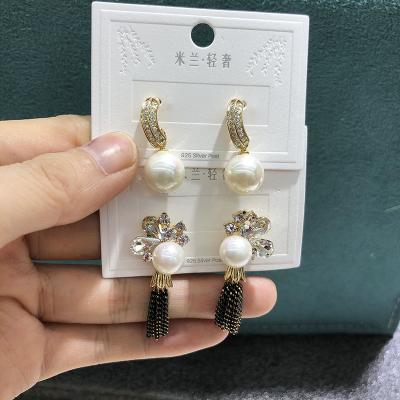 China PUSHI Best Selling Simple Products Mix Fashion Jewelry Spell Earrings Women Fashion Pearl Jewelry Earrings Bulk Factory for sale