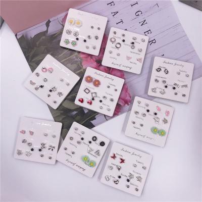 China PUSHI small earrings 2021 jewelry trend simple Korean style jewelry stud set mini multiple combination earrings mix for sale