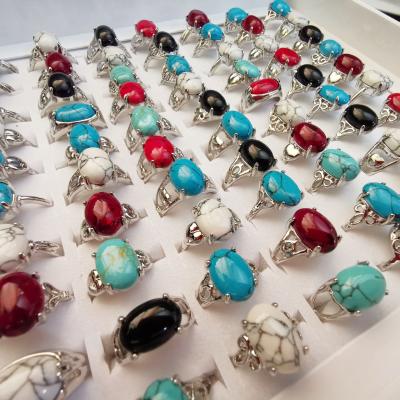 China Fashion PUSHI boutique fashion jewelry natural stone accessories low wholesale price popular mixed stone ring for sale