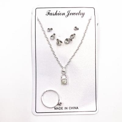 China PUSHI High Quality Ladies Rhinestone Clavicle Chain Jewelry Set Earrings,Ring,Small Necklace Gift Boxes For Jewelry Accessories For Student for sale