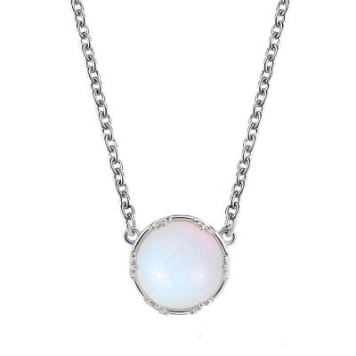 China Simple Necklace Fashion Circle Memory Healing Drop Water PUSHI Necklace Earring Moonstone Pendant Necklace for sale