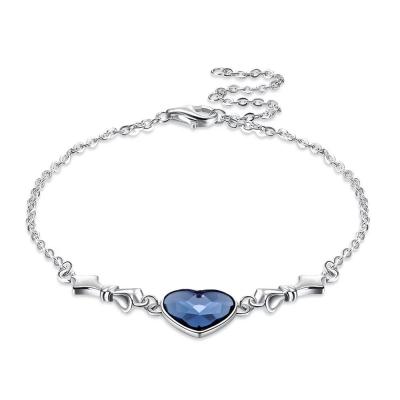 China Lady PUSHI S925 Sterling Silver Crystal Heart Bracelet Lady for sale